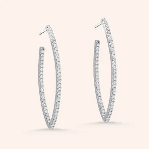 "Night Rider" Navette Pave Hoop Earrings