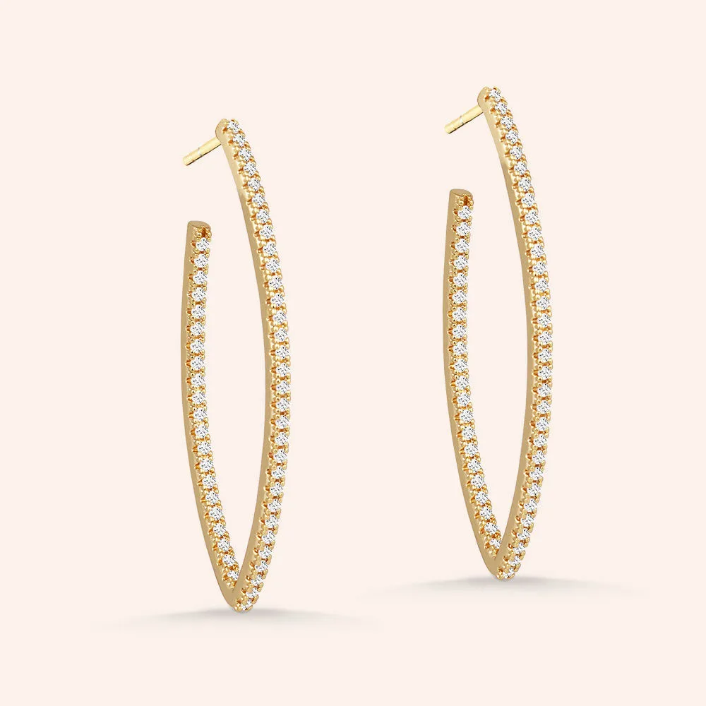 "Night Rider" Navette Pave Hoop Earrings