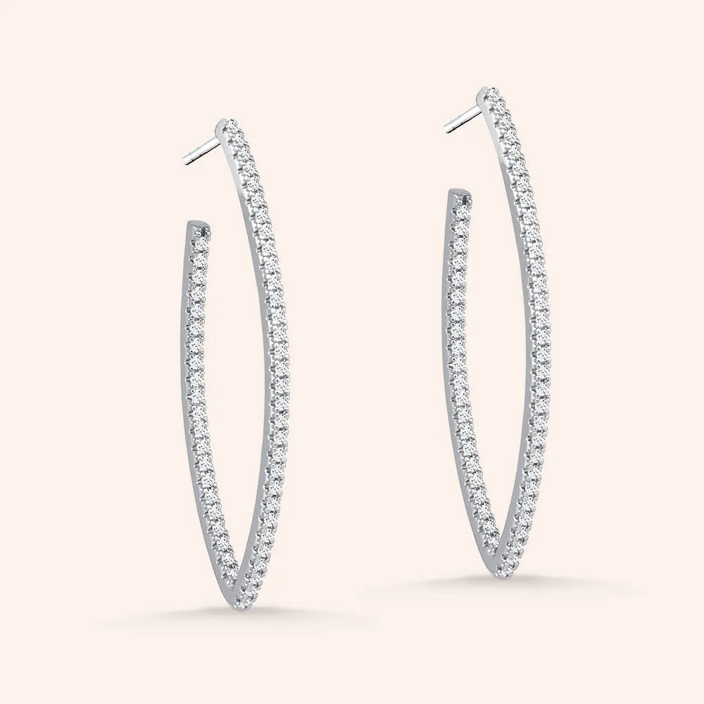 "Night Rider" Navette Pave Hoop Earrings