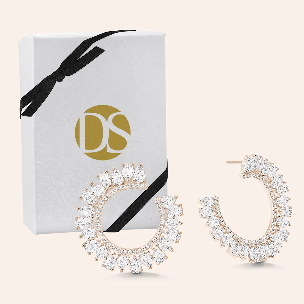 "Open-Hearted" 6.3CTW Pear Cut Circle Shape Statement Earrings