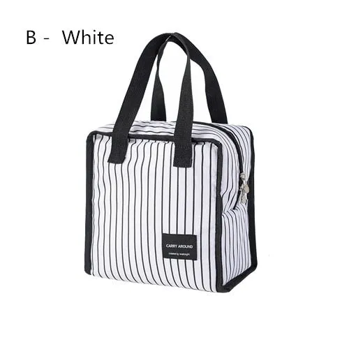 Realaiot Black Thermal Lunch Bag Portable Cooler Insulated Picnic Bento Tote Travel Fruit Drink Food Fresh Organizer Accessories Supplies