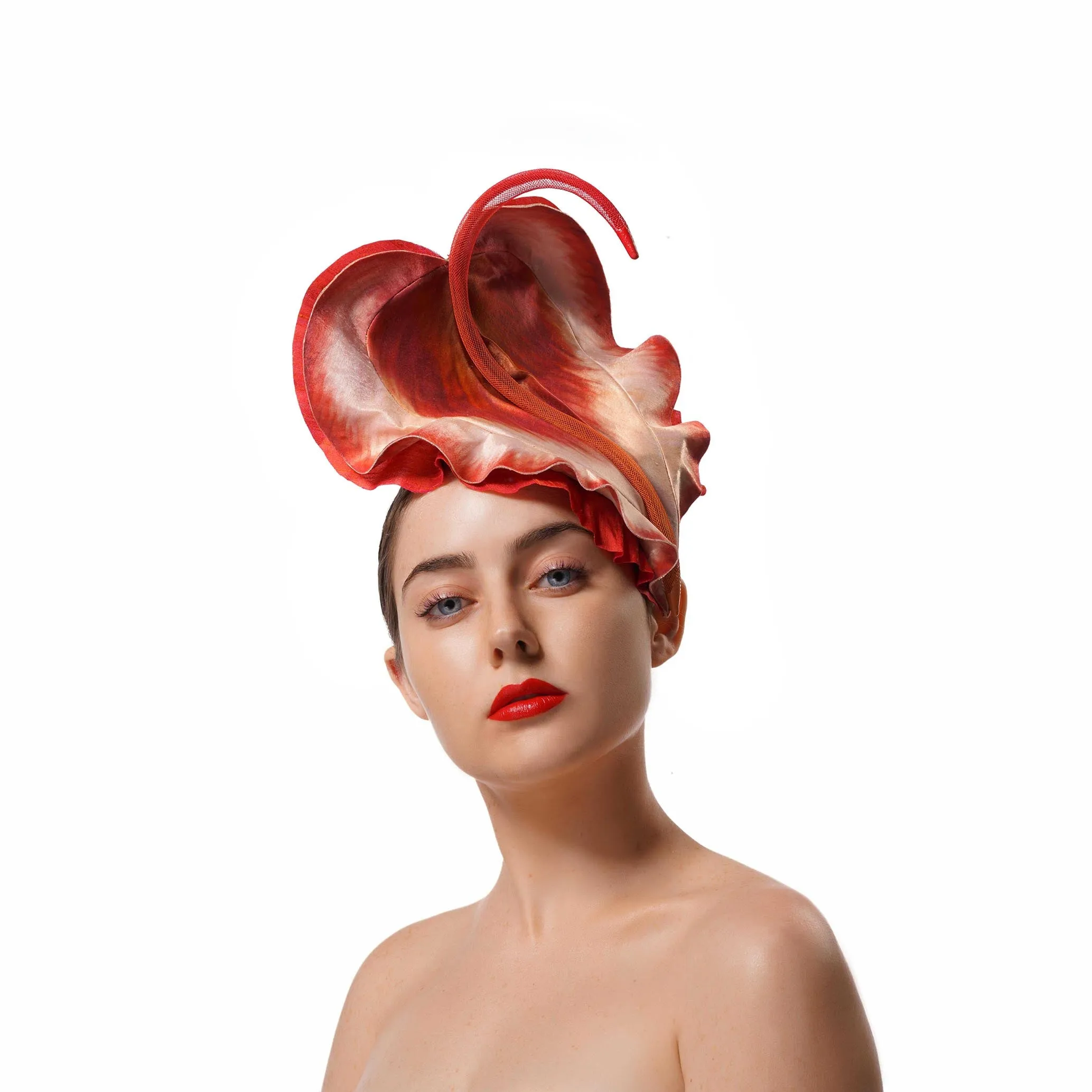 Red Cala flower fascinator