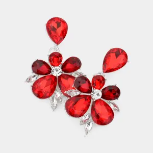 Red Crystal Teardrop Stone Dangle Pageant Earrings | Fun Fashion Earrings | 566972