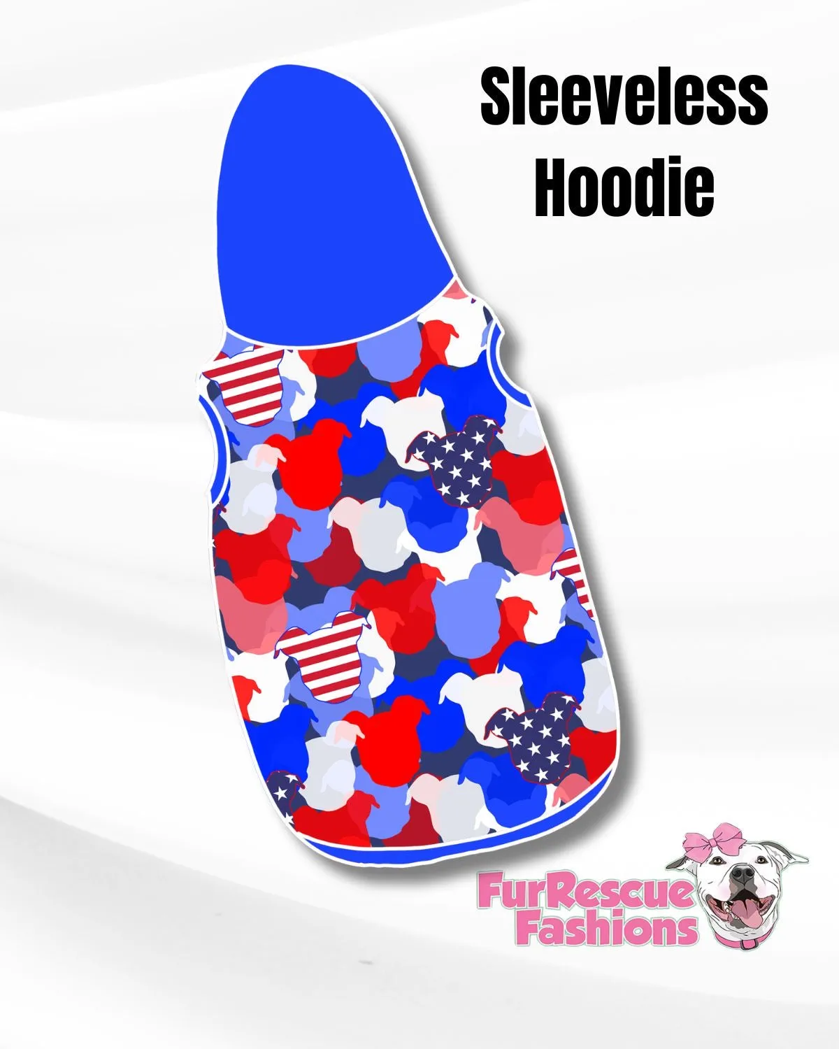 Red, White & Blue Camo American Pittie Dog Pajama with Blue Neck & Trim/Sleeves