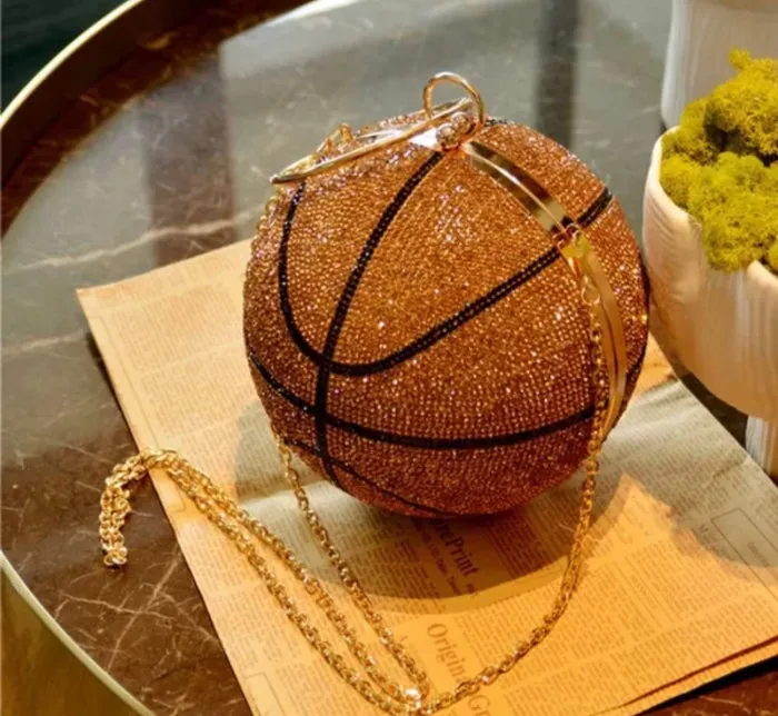 Rhinestone Clutch Bling Basketball Purse