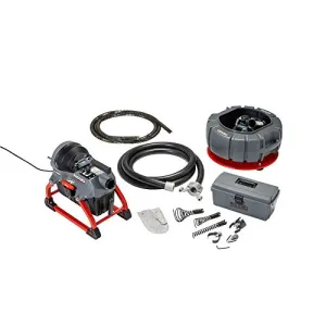 Ridgid 61693 K-5208, 115V 60Hz Drain Cleaner Machine with Guide Hose, 4 C-11 Cables, Sectional Cable Carrier, and Toolbox (w/Cutters) Kit