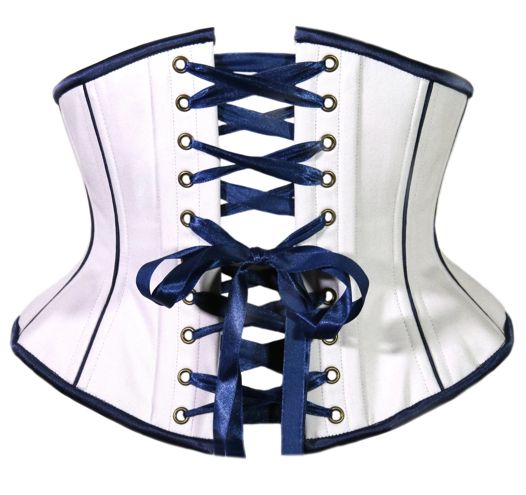 Rosel White & Blue Satin Sexy Underbust Corset