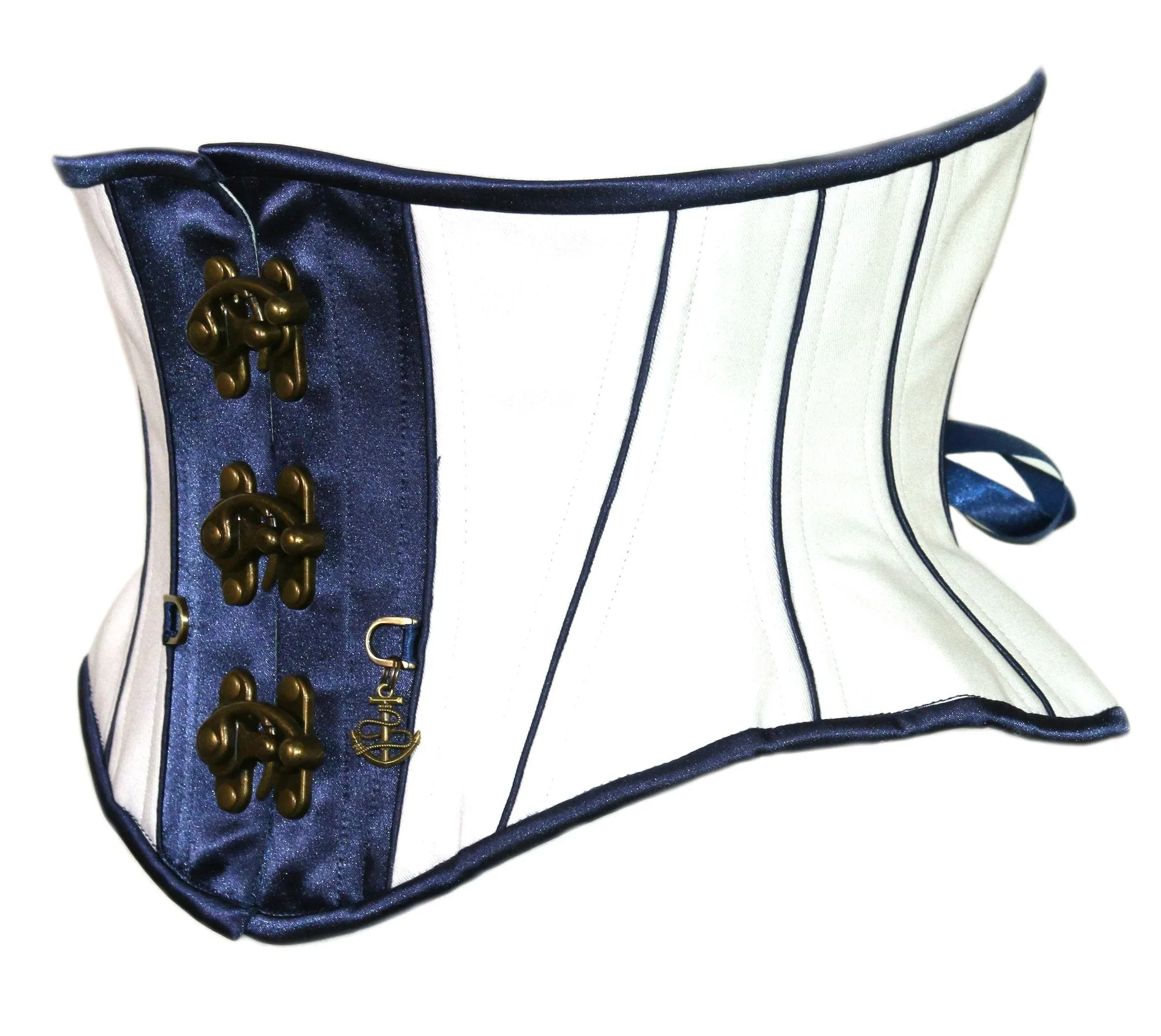 Rosel White & Blue Satin Sexy Underbust Corset