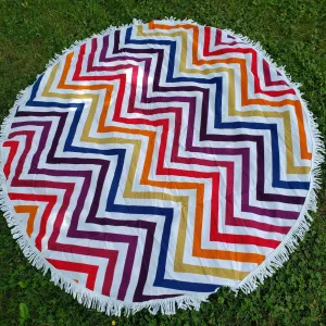 Round Beach Towels - RAINBOW ZIGS