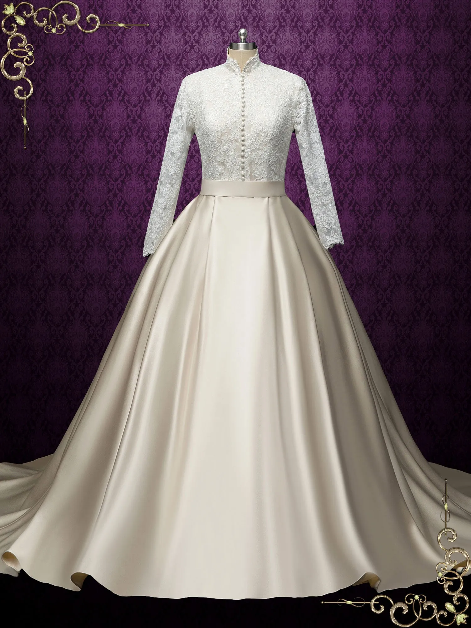 Royal Modest Lace Wedding Dress EMILIA