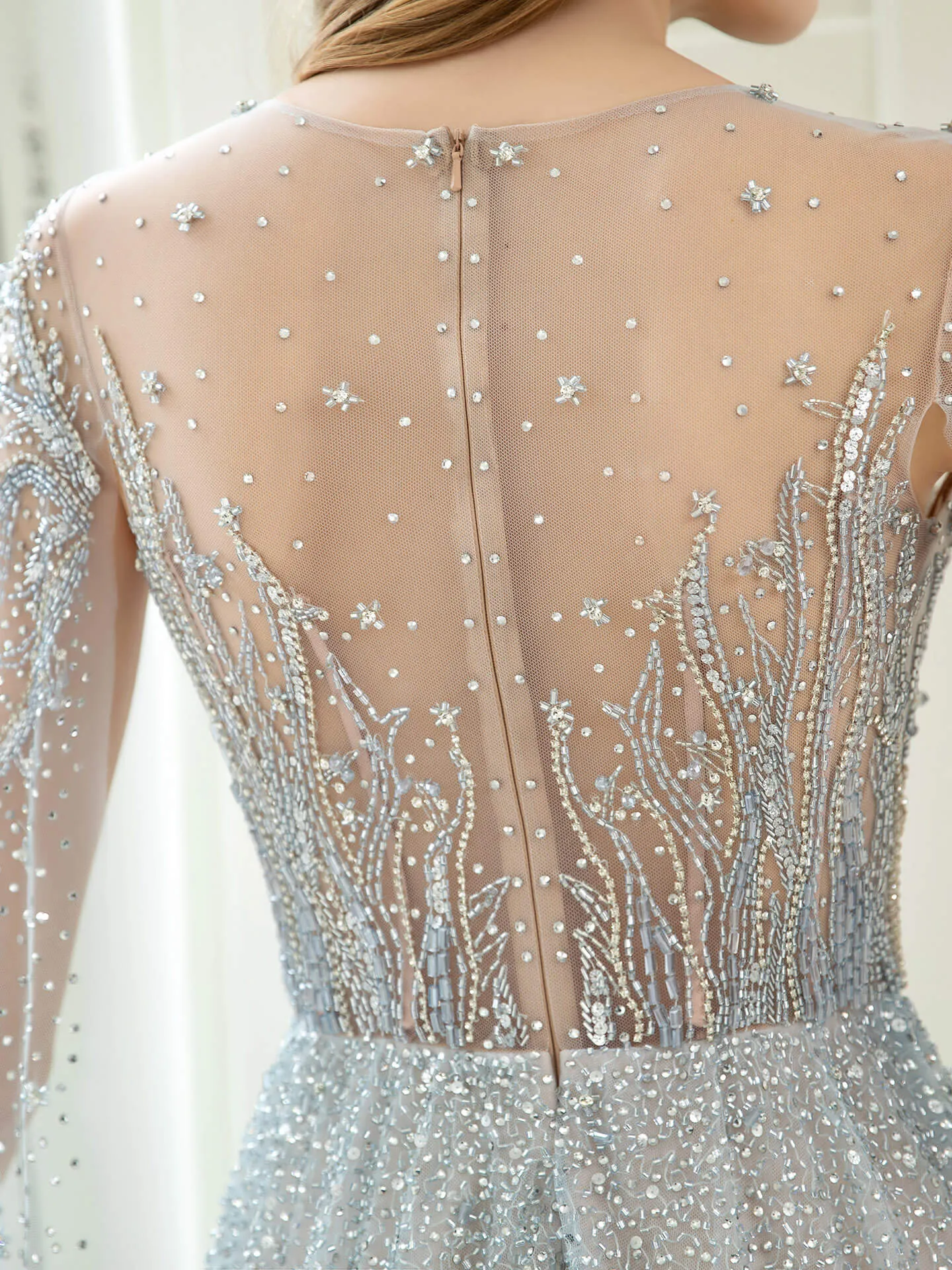 Roycebridal A-Line Luxurious Glittering Fairy Sexy Formal Evening Dresses Long Sleeve Floor Length