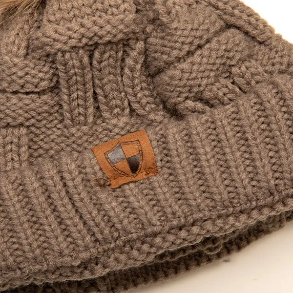 SA Beanie | Cable Knit Fur Pom