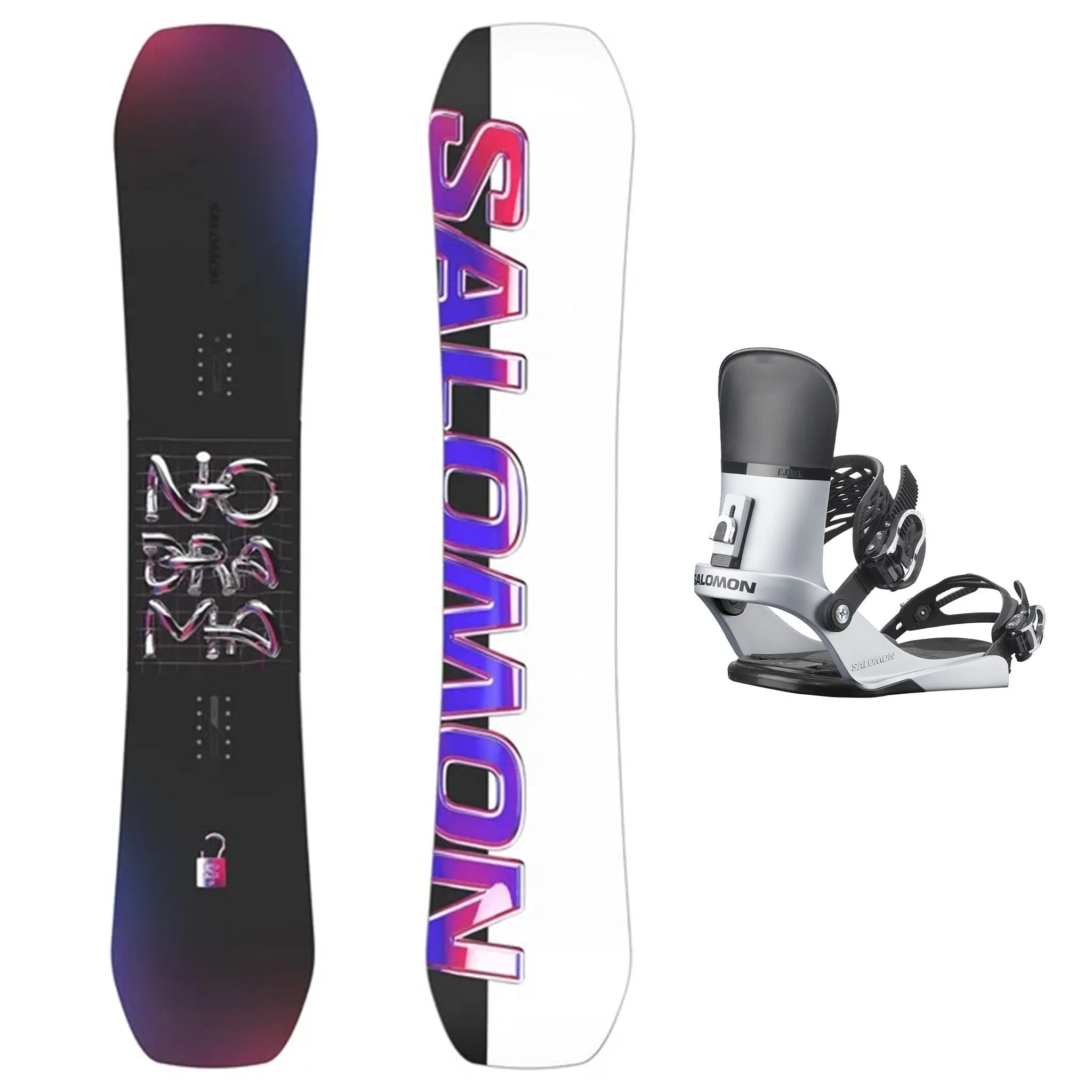 Salomon No Drama Snowboard with Solomon E.D.B. Bindings Womens Snowboard Package 2025