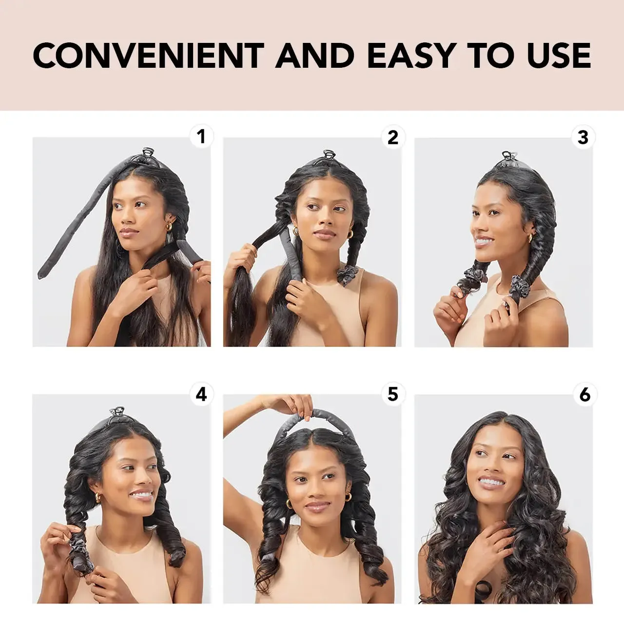 Satin Heatless Curlers - Charcoal