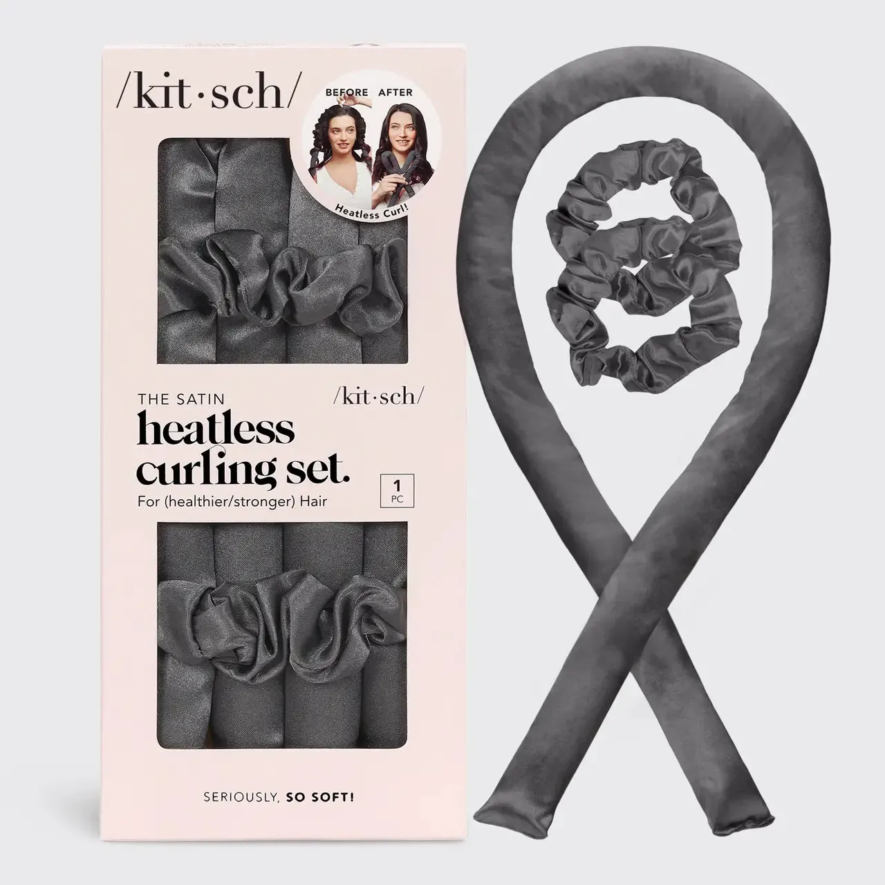 Satin Heatless Curlers - Charcoal