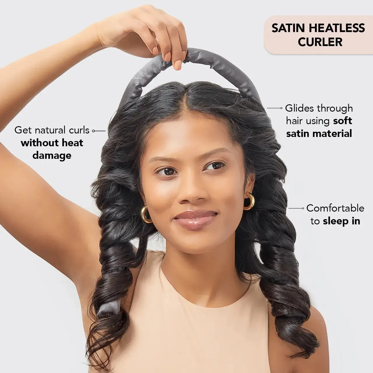 Satin Heatless Curlers - Charcoal