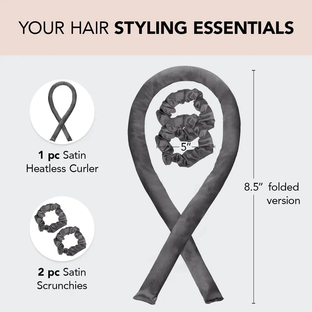 Satin Heatless Curlers - Charcoal