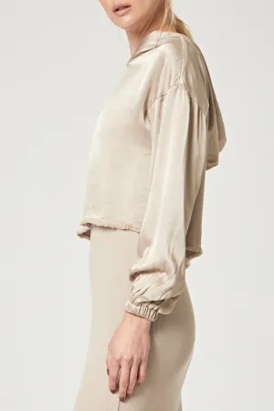 Satin Raw Edge Hoodie