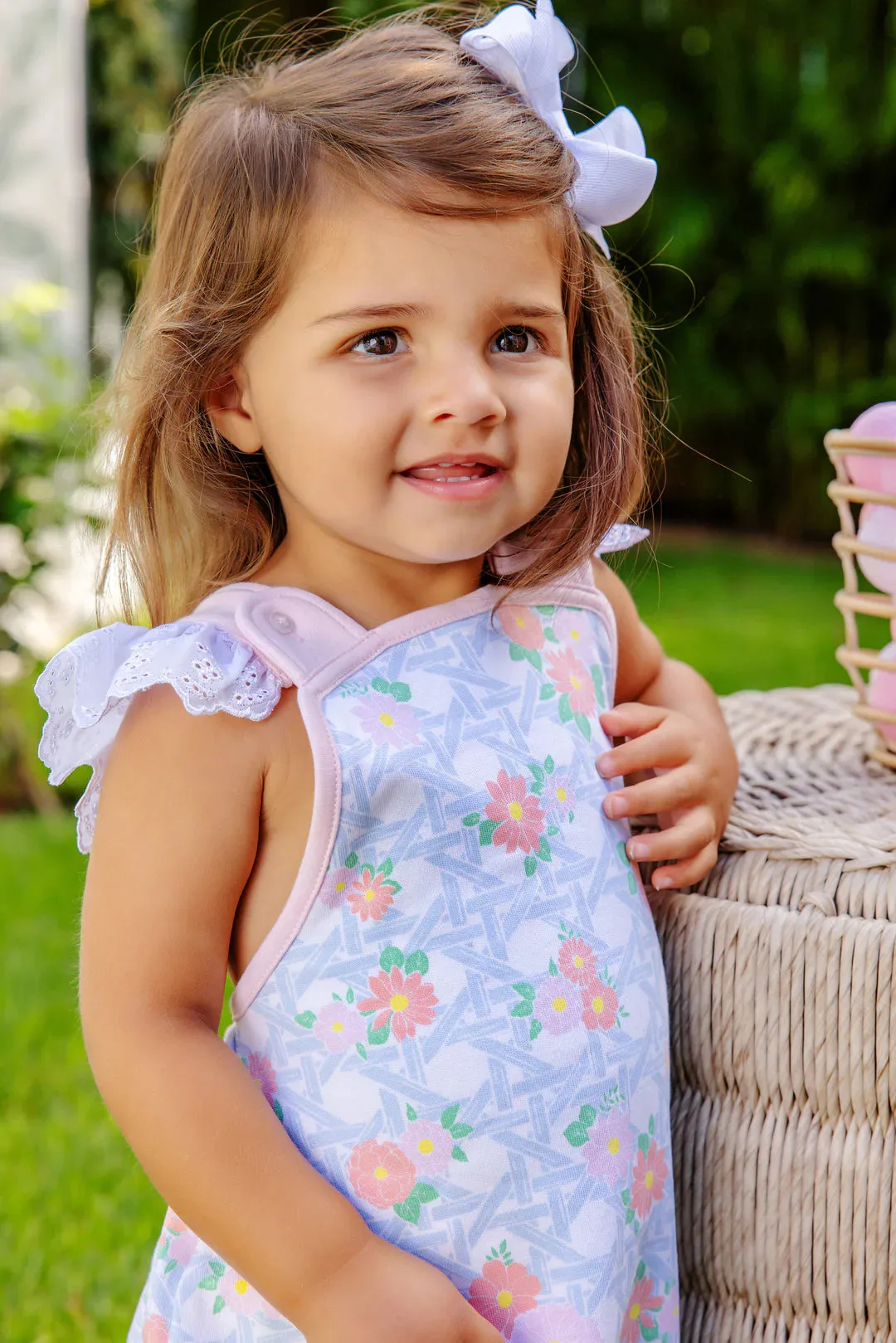 Saylor Sunsuit, Cayman Island Cane with Palm Beach Pink