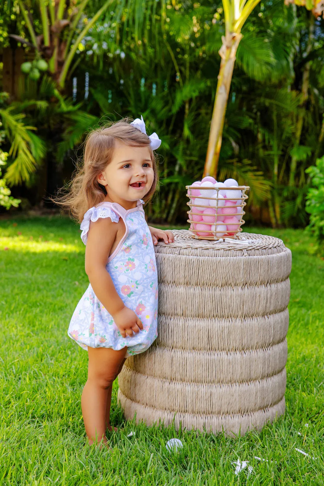 Saylor Sunsuit, Cayman Island Cane with Palm Beach Pink