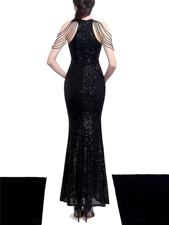Sequin Halter Neck Mermaid Formal Dresses