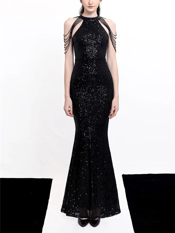 Sequin Halter Neck Mermaid Formal Dresses