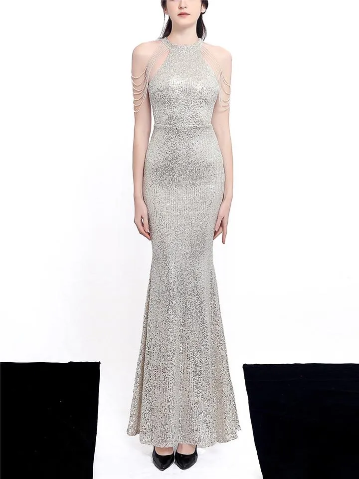 Sequin Halter Neck Mermaid Formal Dresses