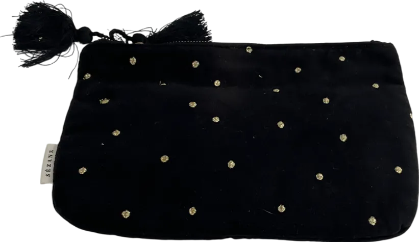 Sezane Black /Gold Velvet Small Clutch Bag