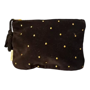 Sezane Black /Gold Velvet Small Clutch Bag