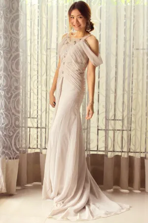 Sheath Spaghetti Strap Floor Length Tulle Rhinestone Evening Dress