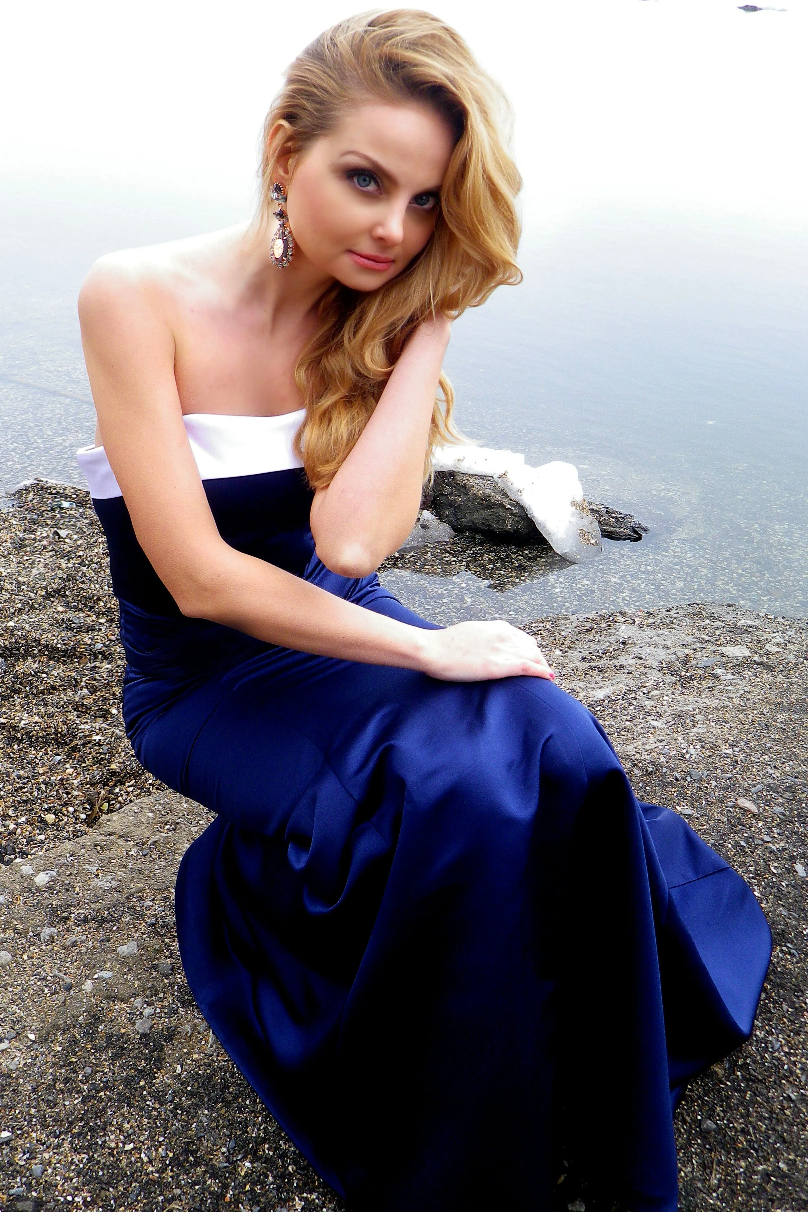 Sheath Strapless Floor Length Charmeuse Evening Dress
