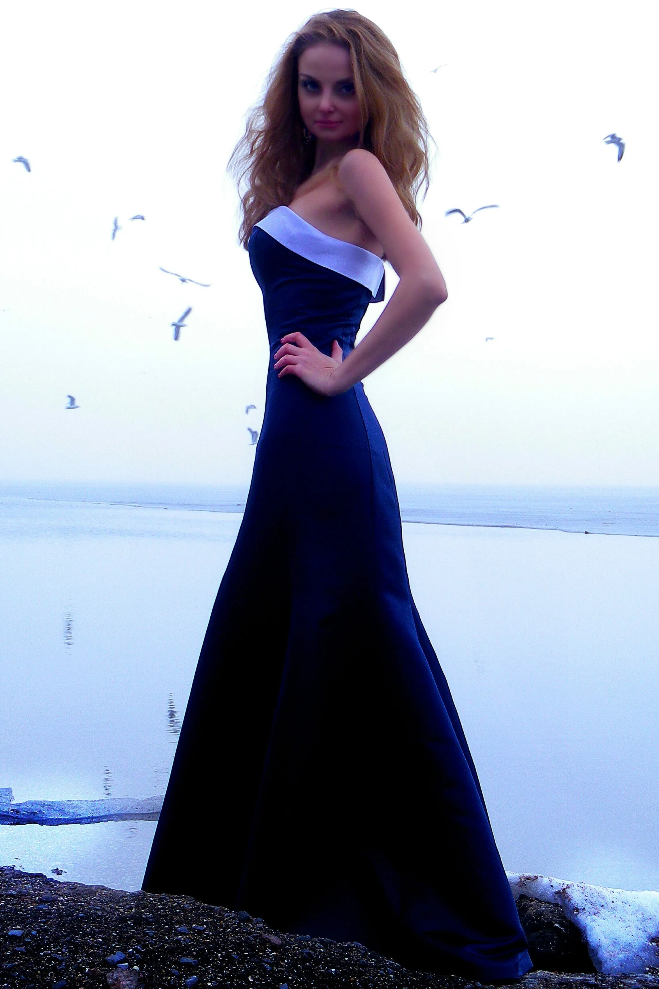 Sheath Strapless Floor Length Charmeuse Evening Dress