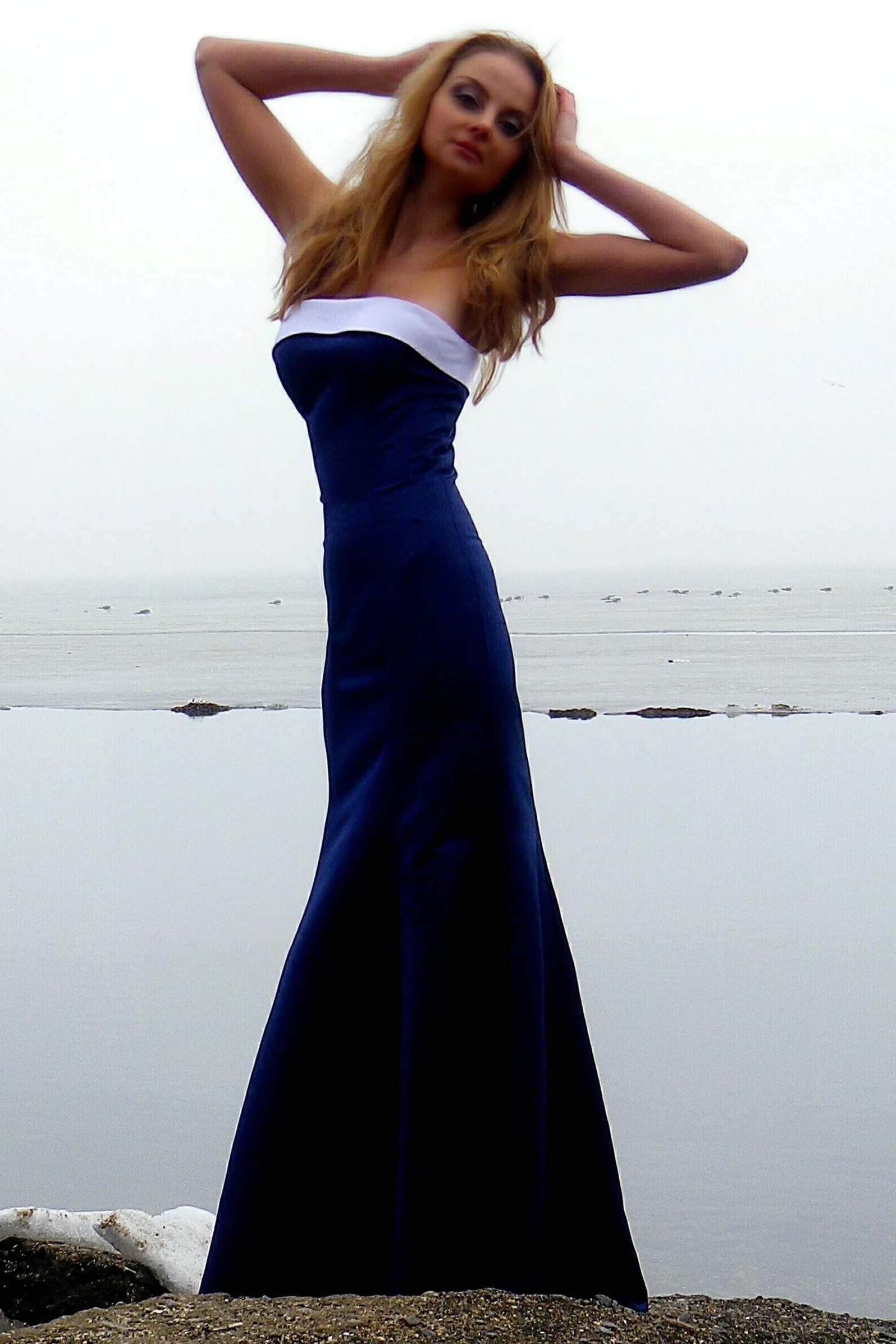 Sheath Strapless Floor Length Charmeuse Evening Dress