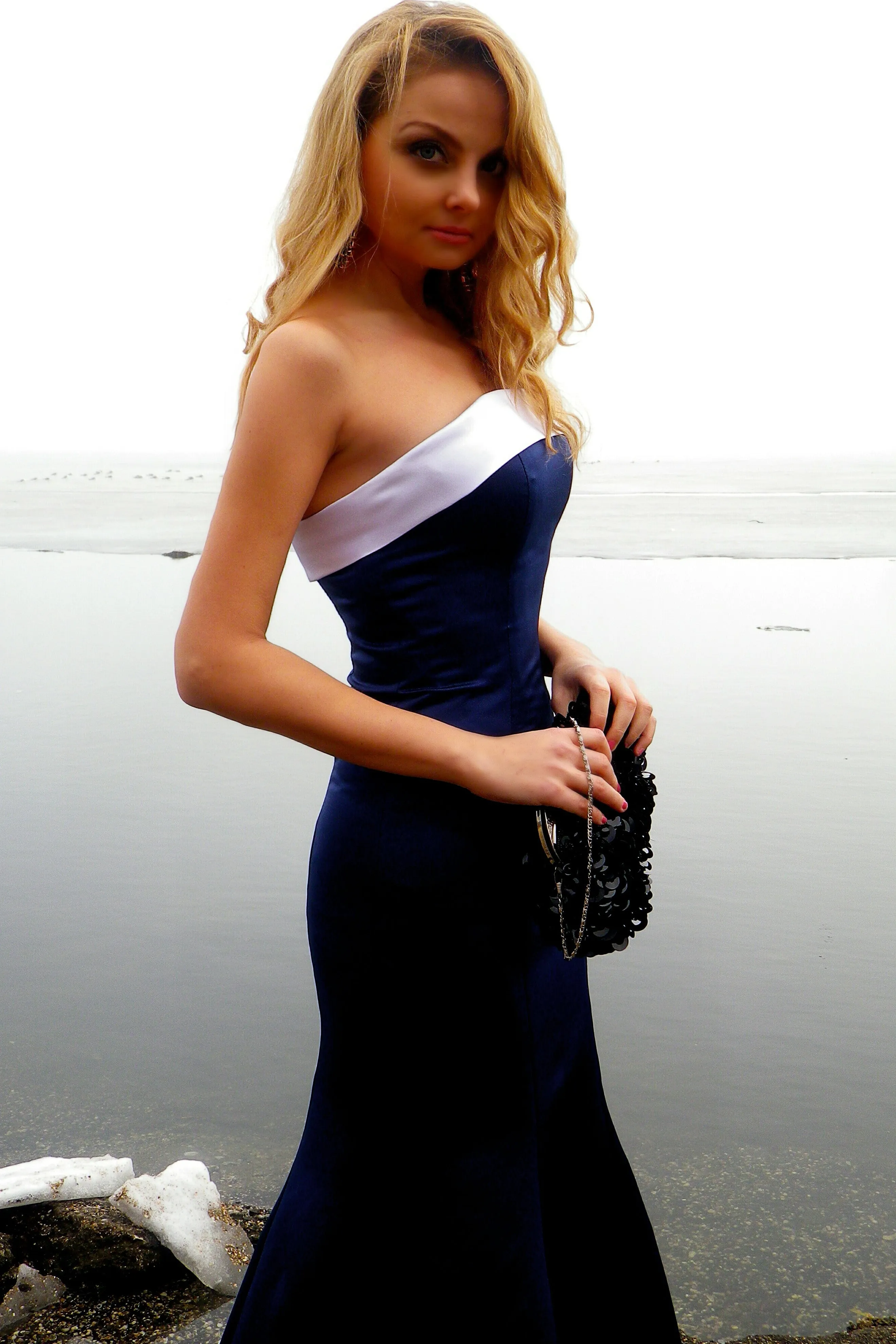 Sheath Strapless Floor Length Charmeuse Evening Dress