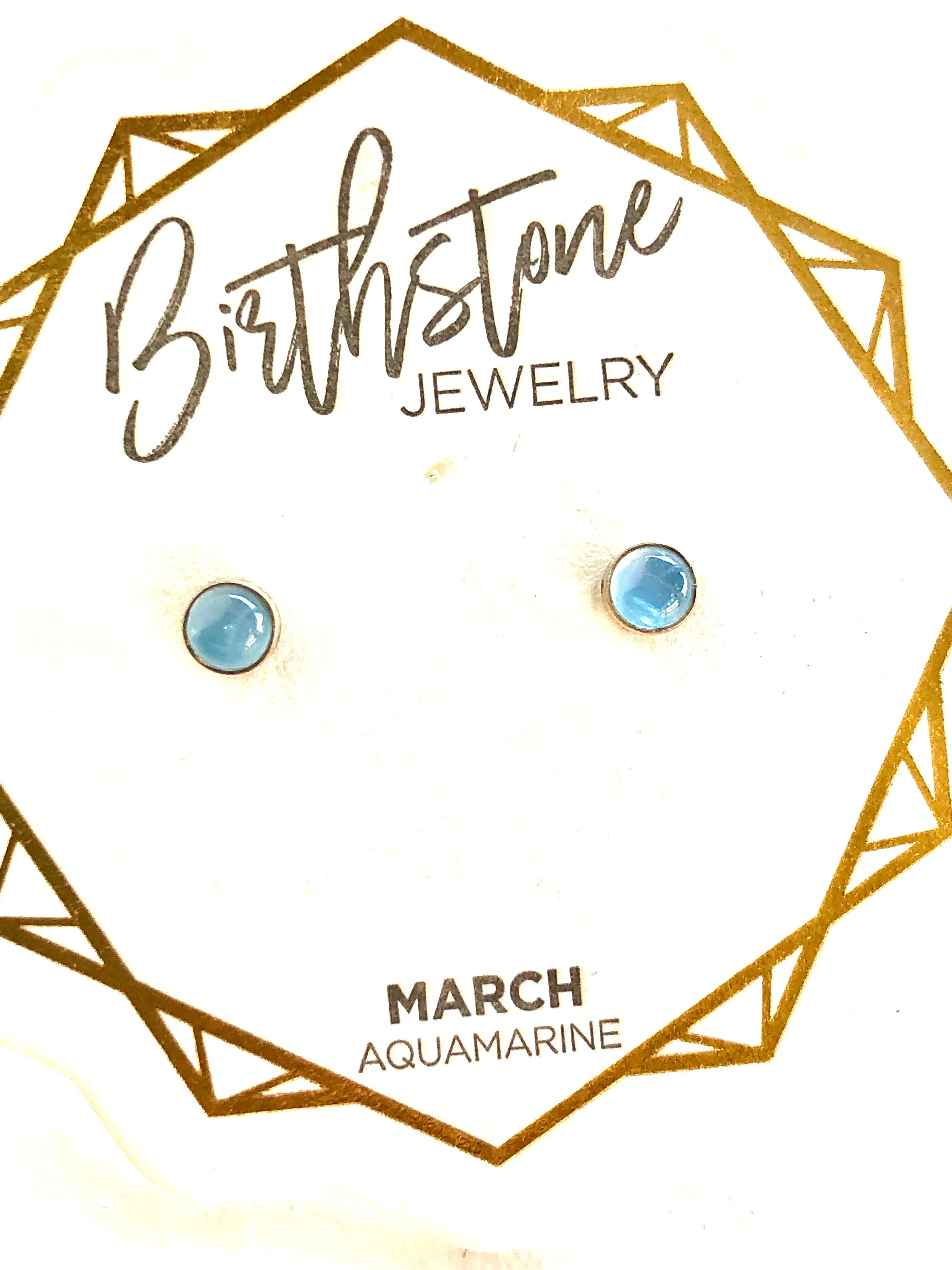 SILVER BIRTHSTONE STUD EARRINGS