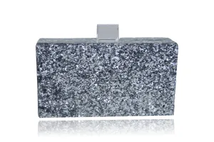 Silver Glitter Acrylic Box Clutch
