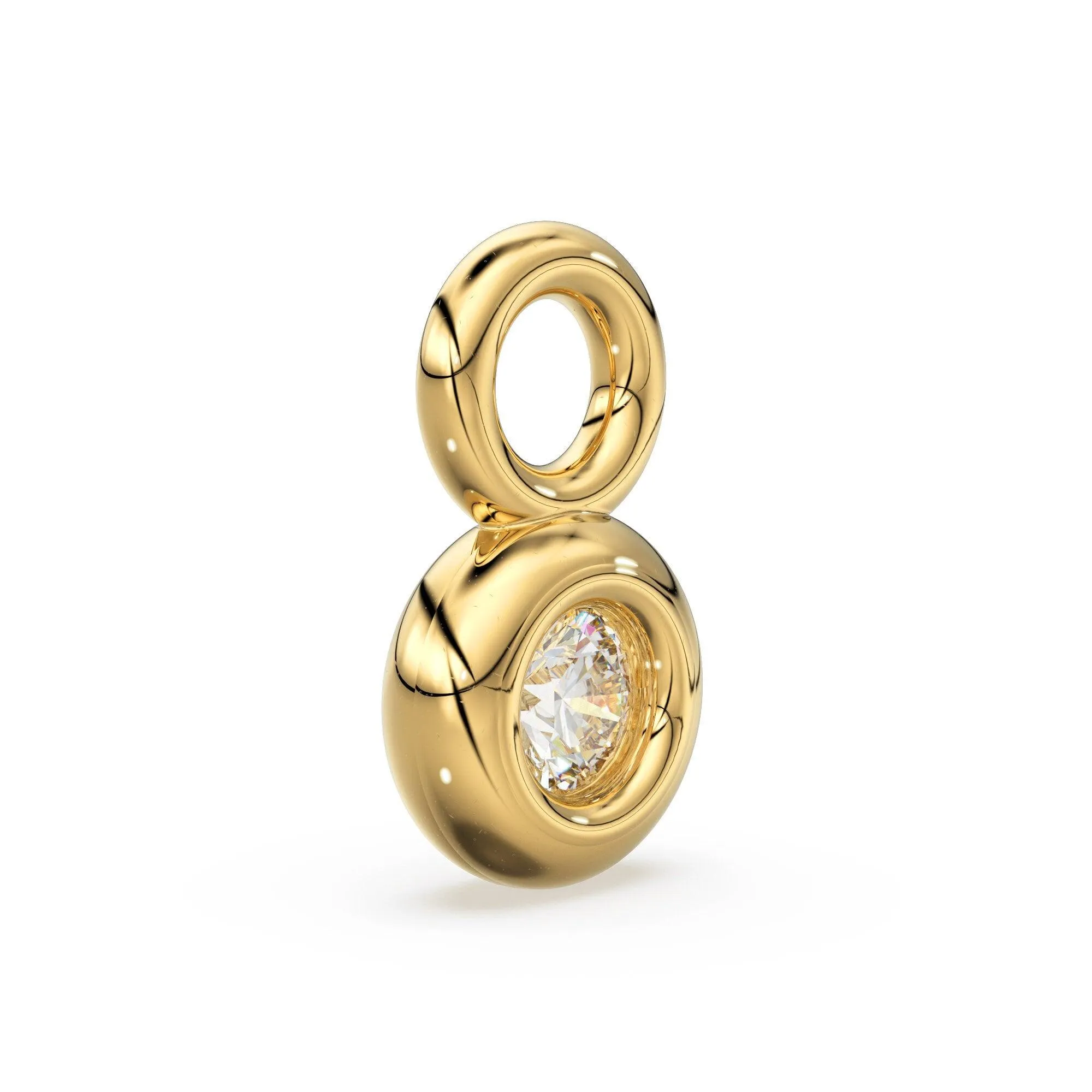 Single Diamond Bezel Tiny Charm Pendant / 14k 18k Solid Gold Charm / Diamond Charm / Petite Charm / Sale