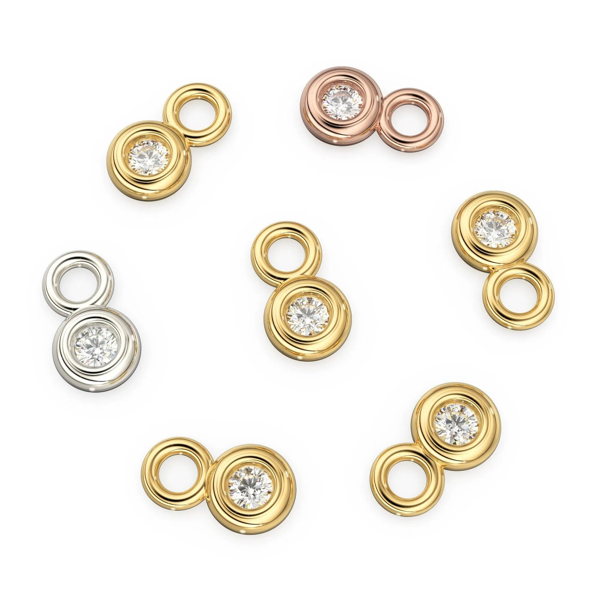 Single Diamond Bezel Tiny Charm Pendant / 14k 18k Solid Gold Charm / Diamond Charm / Petite Charm / Sale