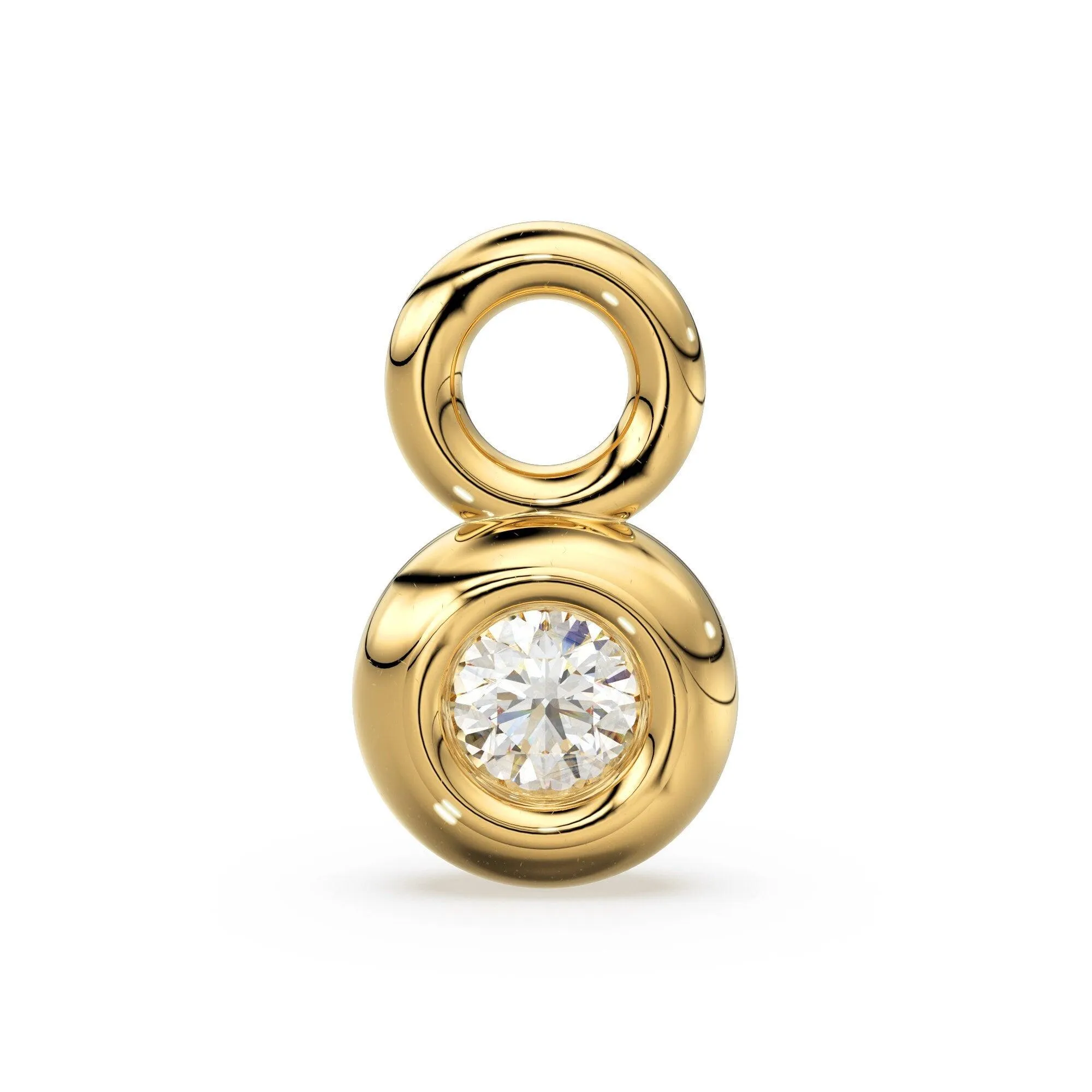 Single Diamond Bezel Tiny Charm Pendant / 14k 18k Solid Gold Charm / Diamond Charm / Petite Charm / Sale