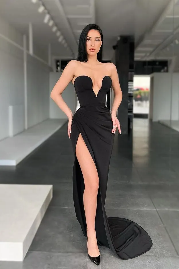 Sleeveless Sweetheart Front Split Sexy Prom Dress