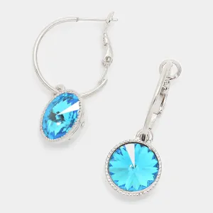 Small Aqua Austrian Crystal Dangle Earrings | 291519
