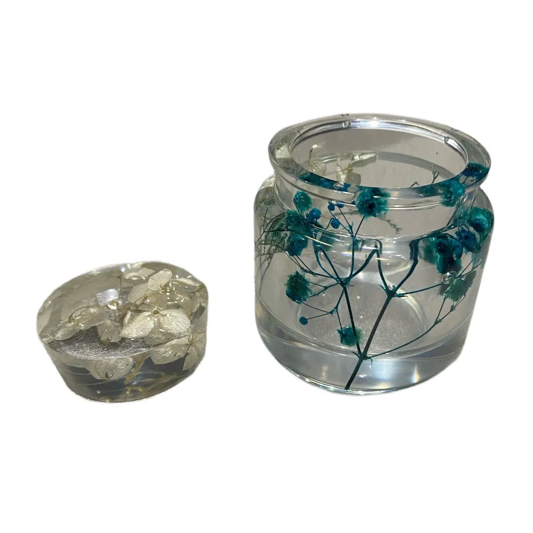 Small Jar with Blue and Green Flowers