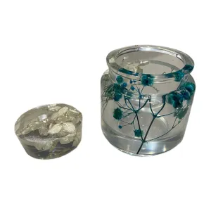 Small Jar with Blue and Green Flowers