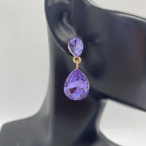 Small Lavender Crystal Teardrop Dangle Earrings | Little Girls | Older Girls Interview | 488244