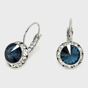 Small Navy Austrian Crystal Stud Earrings | 0.5" | 186280