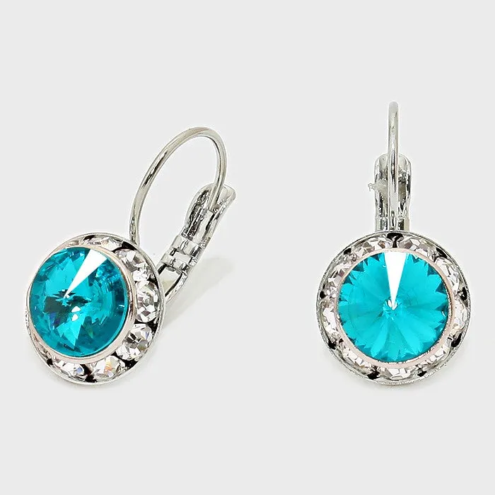Small Teal Austrian Crystal Stud Earrings | 0.5" | 186292
