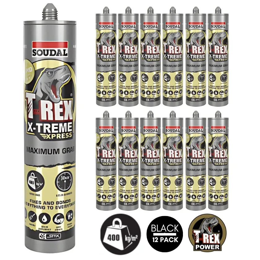Soudal 154831 T-Rex X-TREME Xpress Maximum Grab (Box of 12) - Black