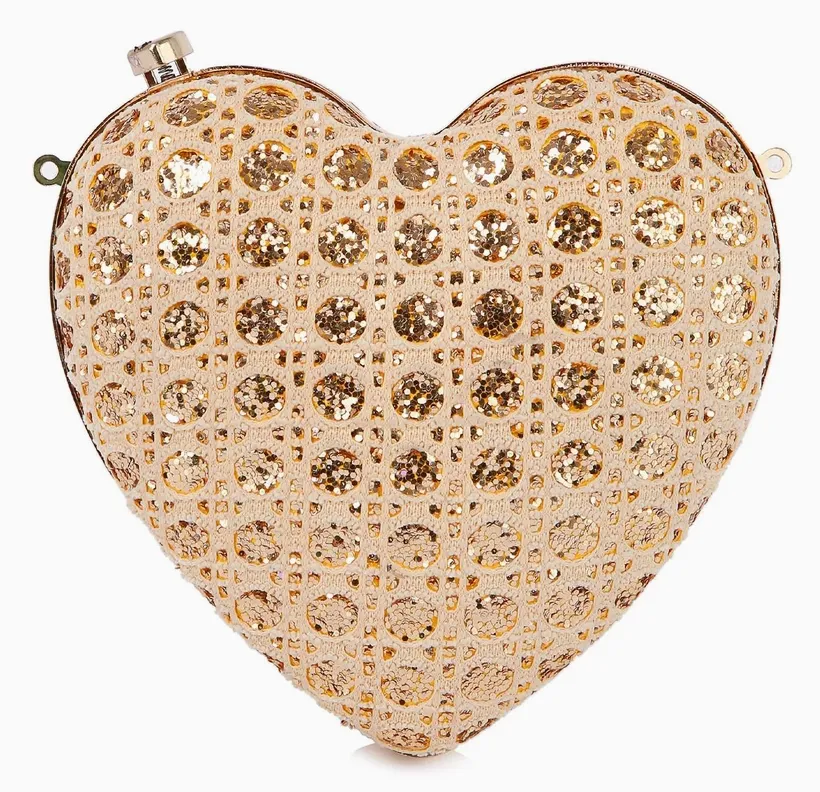 Sparkling Heart Evening Bag - Black or Gold