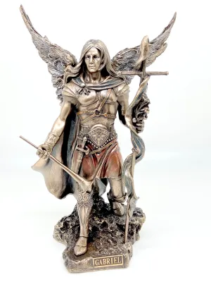 St. Gabriel the Archangel with Cross and Trumpet Statue 9 1/4"