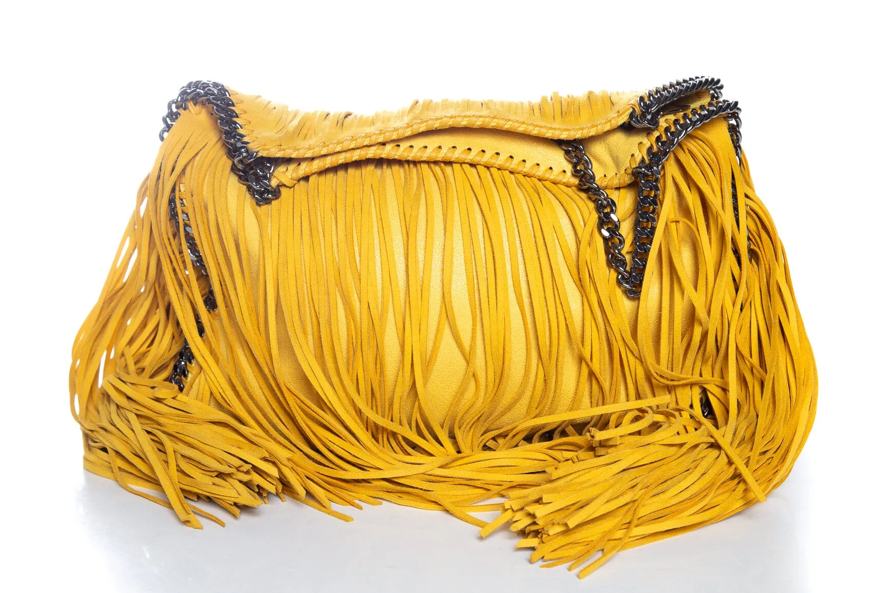 Stella McCartney Yellow Shaggy Deer Fringe Falabella Handbag